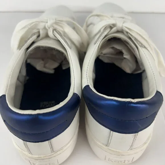 Sz 9 Women- Keds Ace Leather White / Blue, Dream Foam Padding‎ Sneakers - Picture 10 of 15